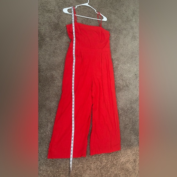 J.crew Women’s Orange 4 Wide Leg Linen Blend Jumpsuit Belted Sleeveless  Romper - Picture 8 of 9